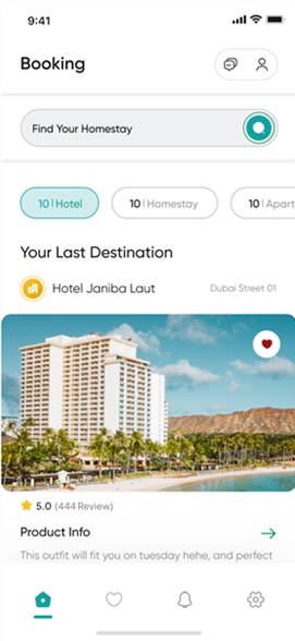 hotel booking app screen